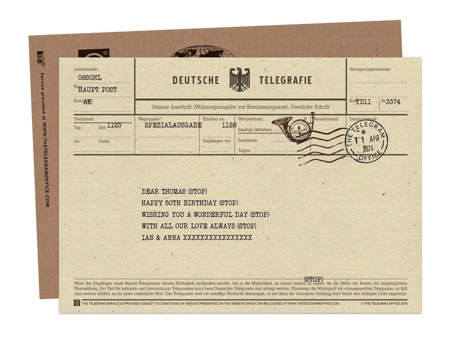Send Greetings by Telegram - Deutsche Telegrafie